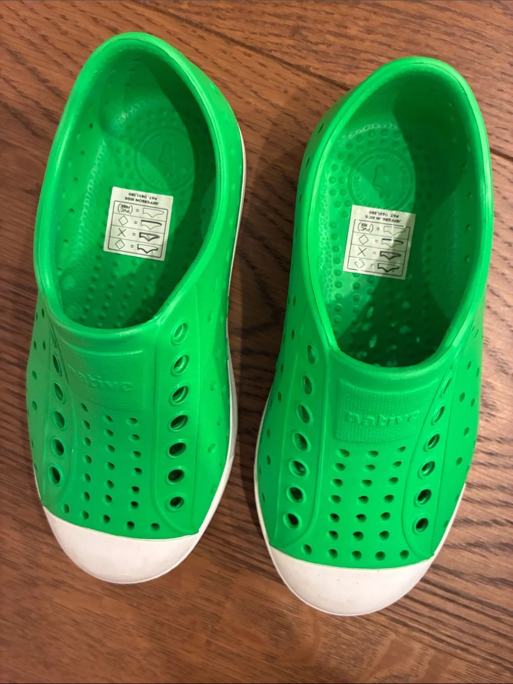 Native Kids Green Slip-On Water Shoes with White Toe Caps